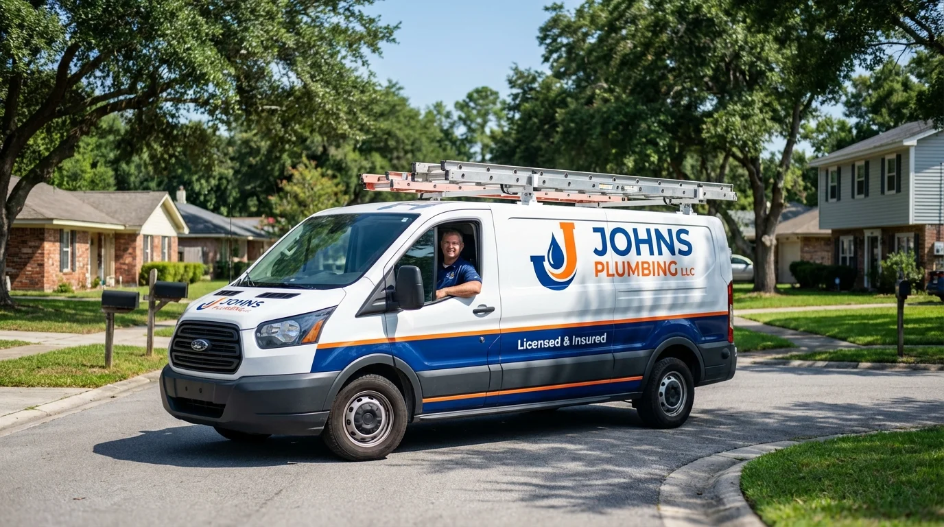 Johns Plumbing LLC service van in Cherokee, IA
