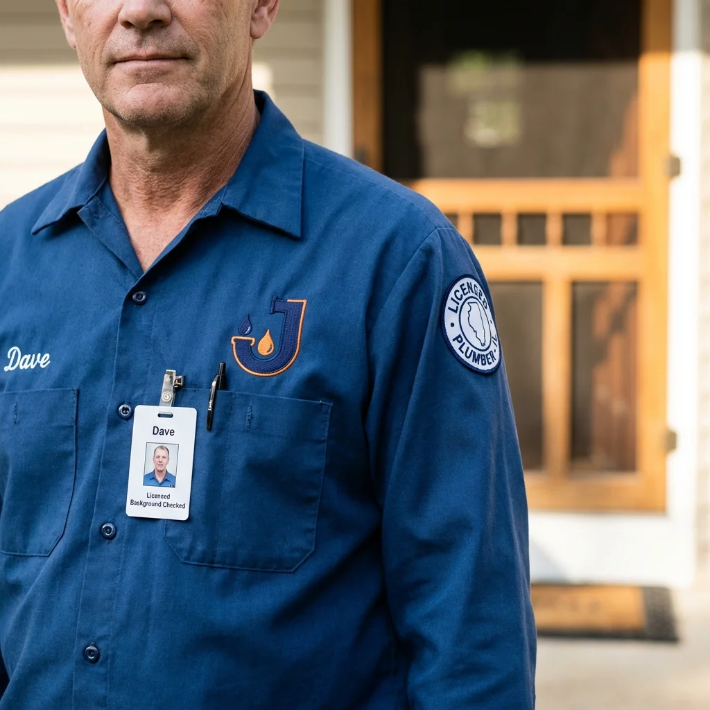 Licensed plumber showing ID badge in Cherokee, IA