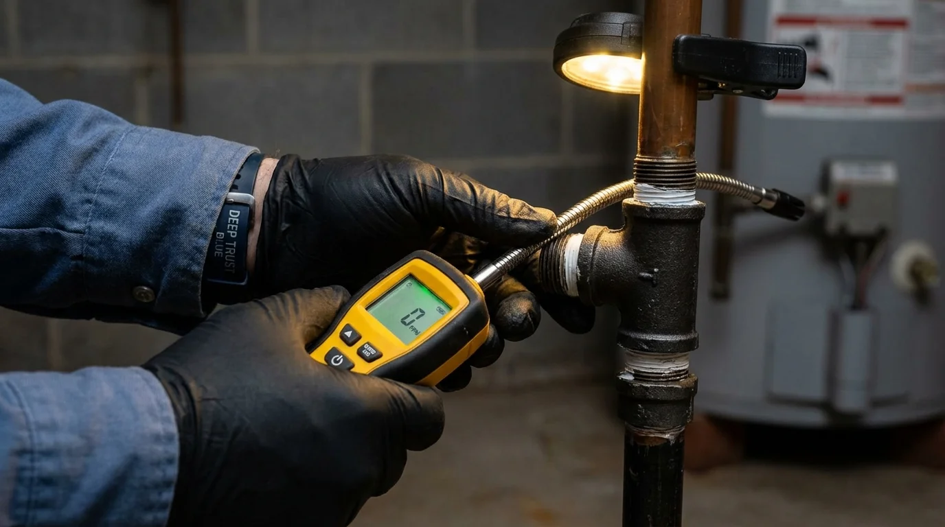 Gas leak detection with electronic sniffer by Johns Plumbing LLC in Cherokee