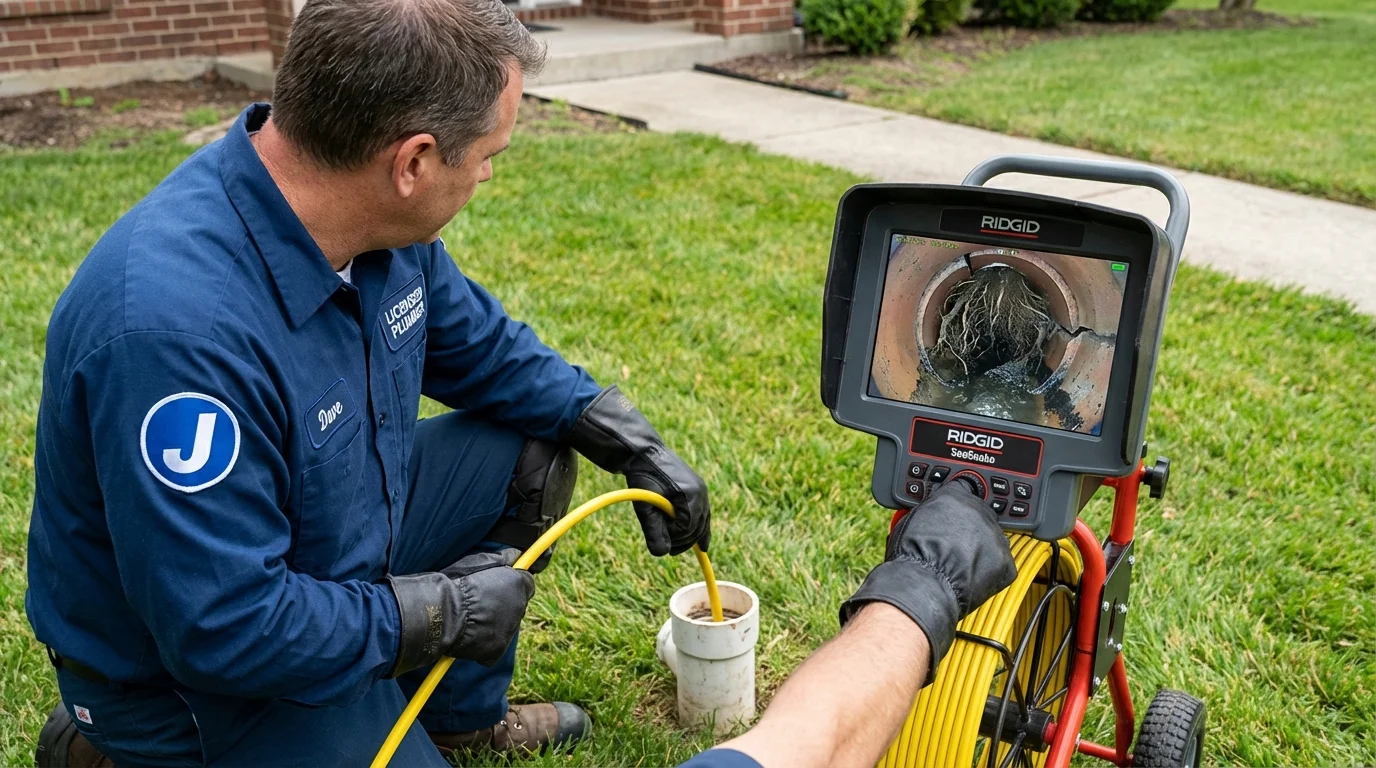 Sewer camera inspection being performed by Johns Plumbing LLC in Cherokee